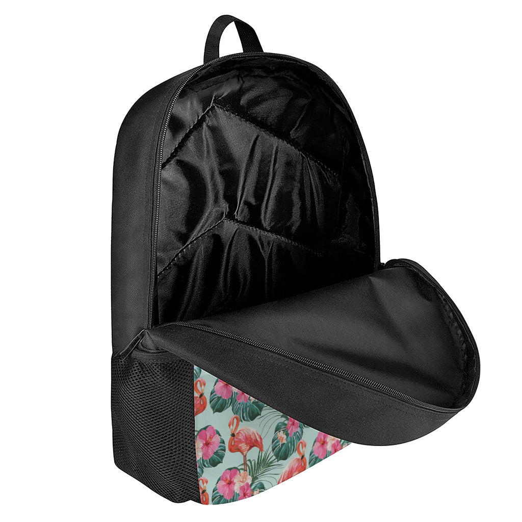 Tropical Floral Flamingo Pattern Print 17 Inch Backpack