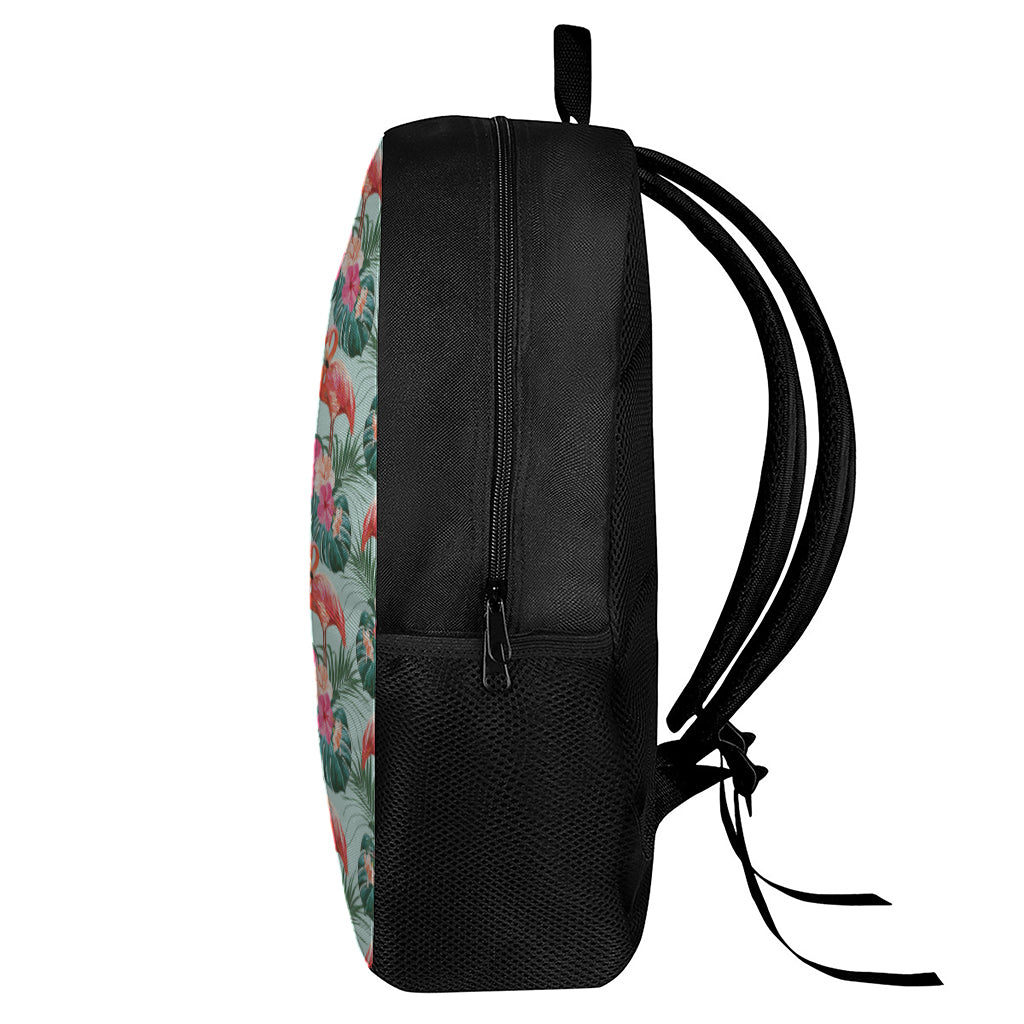 Tropical Floral Flamingo Pattern Print 17 Inch Backpack