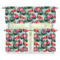 Tropical Floral Flamingo Pattern Print 3 Piece Kitchen Curtains