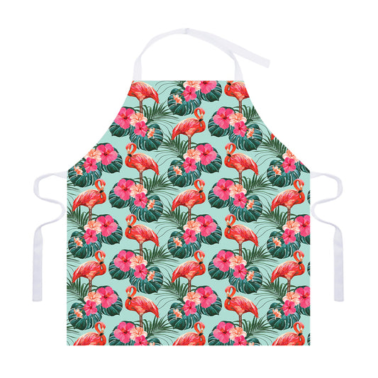 Tropical Floral Flamingo Pattern Print Adjustable Apron