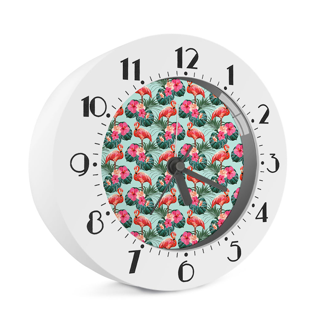 Tropical Floral Flamingo Pattern Print Alarm Clock