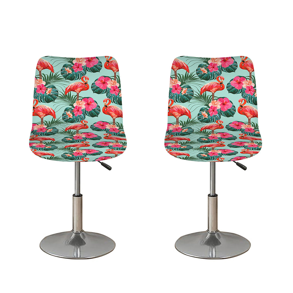 Tropical Floral Flamingo Pattern Print Bar Stool Covers