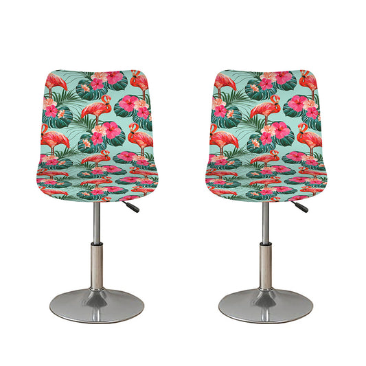 Tropical Floral Flamingo Pattern Print Bar Stool Covers
