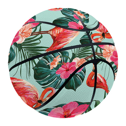 Tropical Floral Flamingo Pattern Print Basketball
