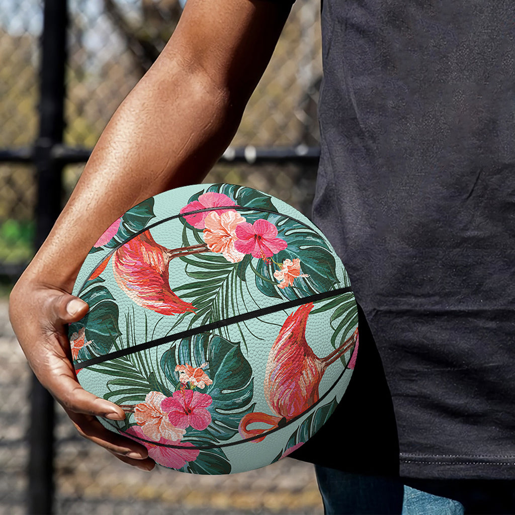 Tropical Floral Flamingo Pattern Print Basketball