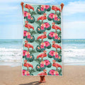 Tropical Floral Flamingo Pattern Print Beach Towel