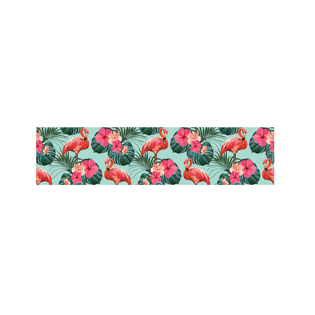 Tropical Floral Flamingo Pattern Print Bed Runner
