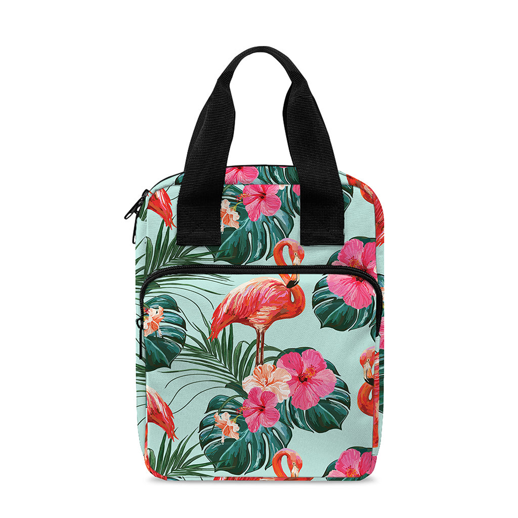 Tropical Floral Flamingo Pattern Print Bible Tote Bag