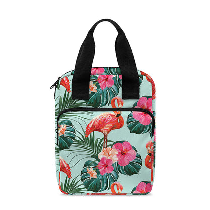 Tropical Floral Flamingo Pattern Print Bible Tote Bag