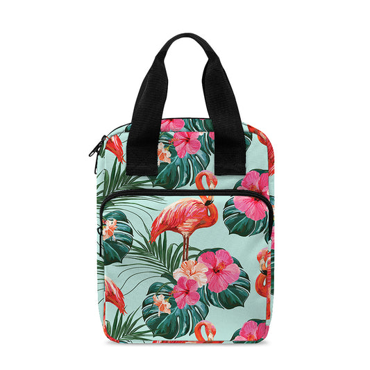 Tropical Floral Flamingo Pattern Print Bible Tote Bag