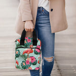 Tropical Floral Flamingo Pattern Print Bible Tote Bag