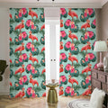 Tropical Floral Flamingo Pattern Print Dimout Pencil Pleat Curtains
