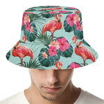 Tropical Floral Flamingo Pattern Print Bucket Hat