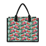 Tropical Floral Flamingo Pattern Print Canvas Tote Bag