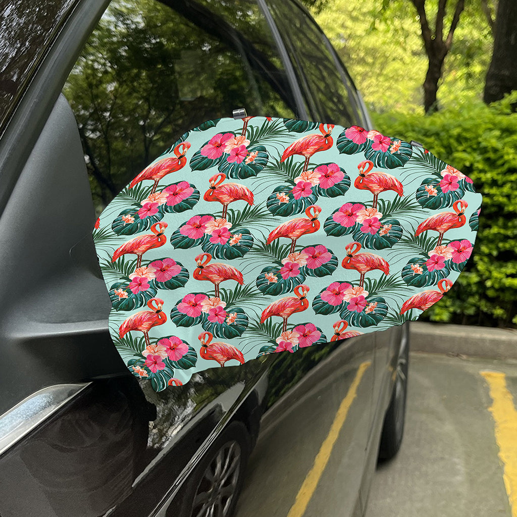 Tropical Floral Flamingo Pattern Print Car Side Mirror Covers