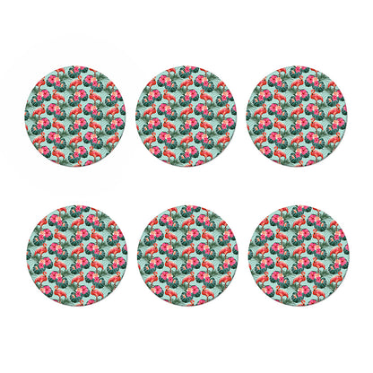 Tropical Floral Flamingo Pattern Print Coaster Set