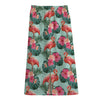 Tropical Floral Flamingo Pattern Print Cotton Front Slit Maxi Skirt