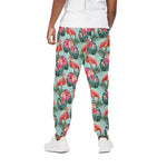 Tropical Floral Flamingo Pattern Print Cotton Pants