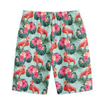 Tropical Floral Flamingo Pattern Print Cotton Shorts