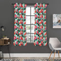 Tropical Floral Flamingo Pattern Print Grommet Curtain Panels