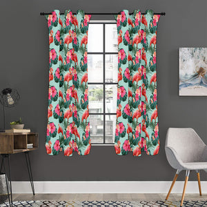 Tropical Floral Flamingo Pattern Print Curtain