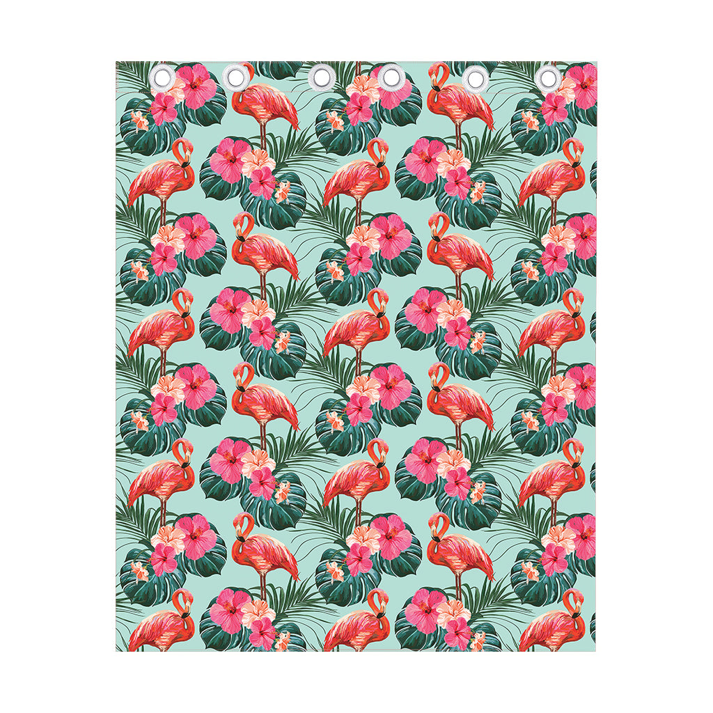 Tropical Floral Flamingo Pattern Print Curtain