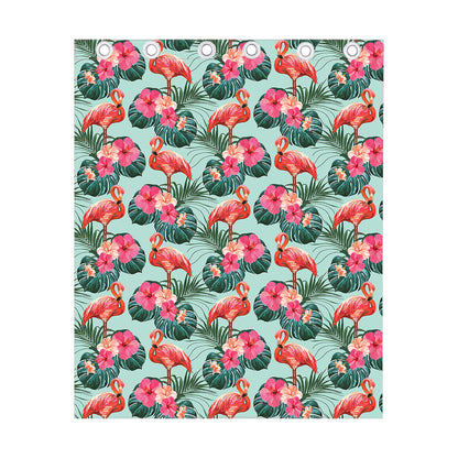 Tropical Floral Flamingo Pattern Print Curtain