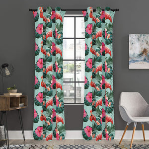 Tropical Floral Flamingo Pattern Print Curtain