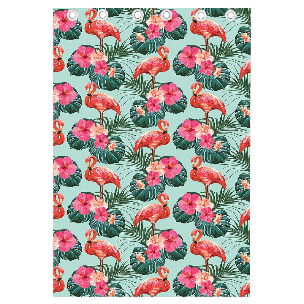 Tropical Floral Flamingo Pattern Print Curtain