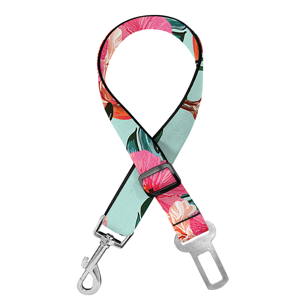 Tropical Floral Flamingo Pattern Print Dog Seat Belt