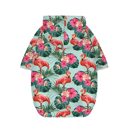 Tropical Floral Flamingo Pattern Print Dog Zip Up Hoodie
