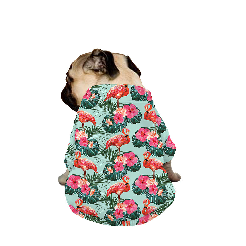 Tropical Floral Flamingo Pattern Print Dog Zip Up Jacket