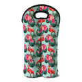 Tropical Floral Flamingo Pattern Print Double Neoprene Wine Tote