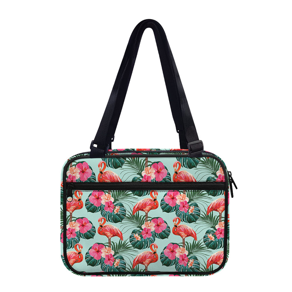 Tropical Floral Flamingo Pattern Print Double Strap Bible Bag