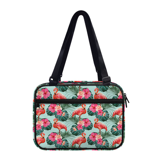 Tropical Floral Flamingo Pattern Print Double Strap Bible Bag