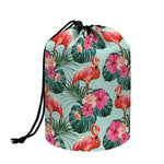 Tropical Floral Flamingo Pattern Print Drawstring Makeup Bag