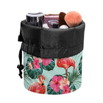 Tropical Floral Flamingo Pattern Print Drawstring Makeup Bag