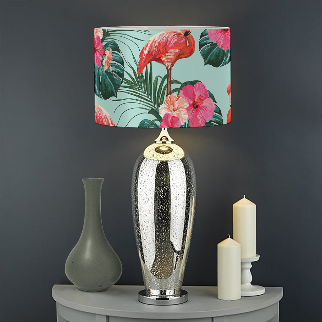 Tropical Floral Flamingo Pattern Print Drum Lamp Shade