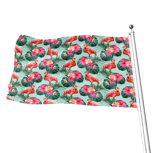 Tropical Floral Flamingo Pattern Print Flag