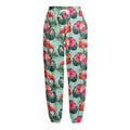 Tropical Floral Flamingo Pattern Print Fleece Lined Knit Pants