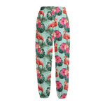 Tropical Floral Flamingo Pattern Print Fleece Lined Knit Pants