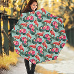 Tropical Floral Flamingo Pattern Print Foldable Umbrella
