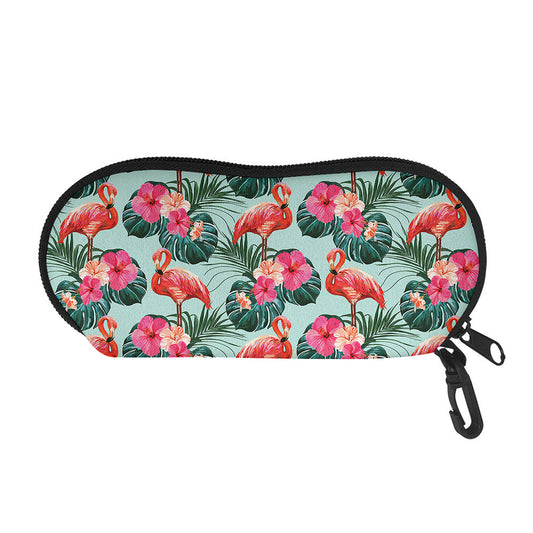 Tropical Floral Flamingo Pattern Print Glasses Case