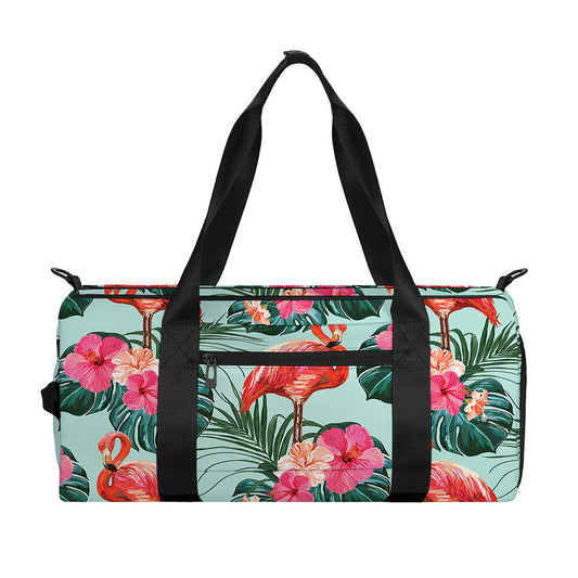 Tropical Floral Flamingo Pattern Print Gym Bag