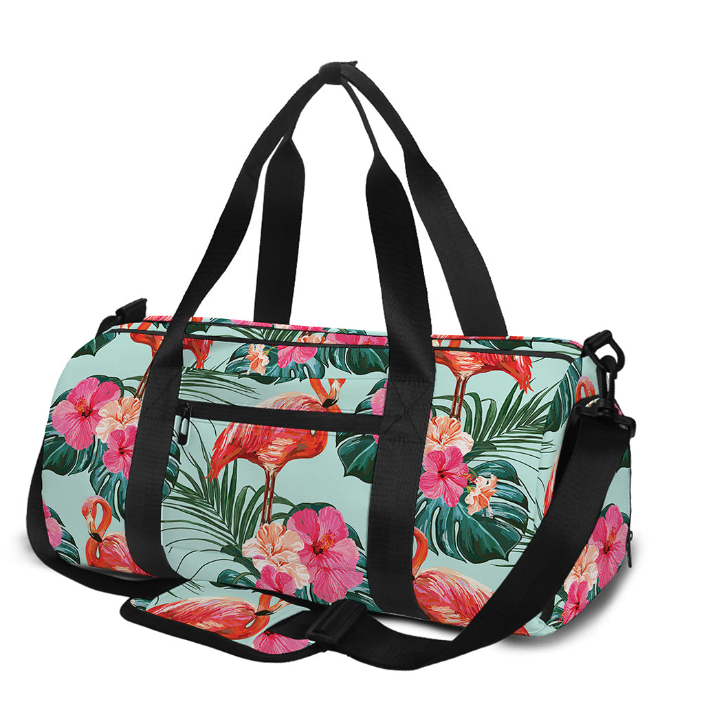 Tropical Floral Flamingo Pattern Print Gym Bag