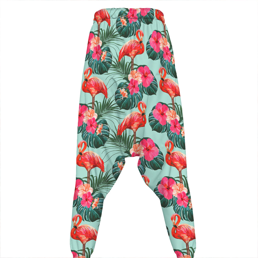 Tropical Floral Flamingo Pattern Print Hammer Pants