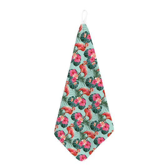 Tropical Floral Flamingo Pattern Print Hand Towel