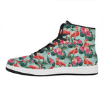 Tropical Floral Flamingo Pattern Print High Top Leather Sneakers