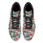 Tropical Floral Flamingo Pattern Print High Top Leather Sneakers