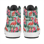 Tropical Floral Flamingo Pattern Print High Top Leather Sneakers
